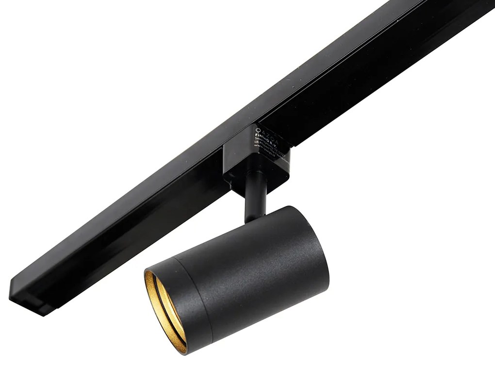 1-fázový koľajnicový systém čierny so 4 reflektormi a I-zdrojom napájania štvorcový - Jeana