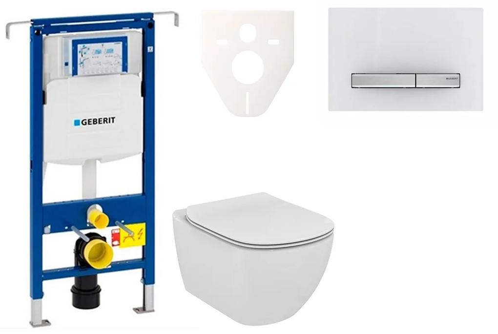 Cenovo zvýhodnený závesný WC set Geberit do ľahkých stien / predstenová montáž + WC Ideal Standard Tesi 111.355.00.5NE8