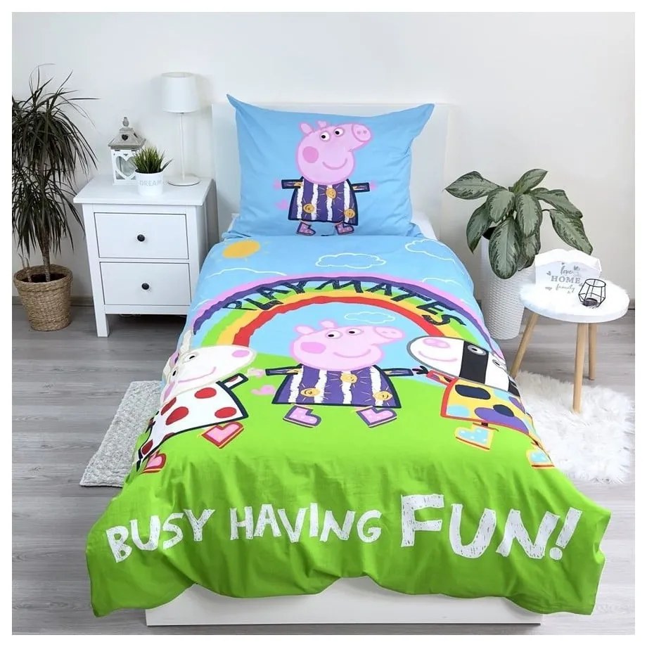Bavlnené detské obliečky so svietiacim efektom na jednolôžko 140x200 cm Peppa Pig – Jerry Fabrics