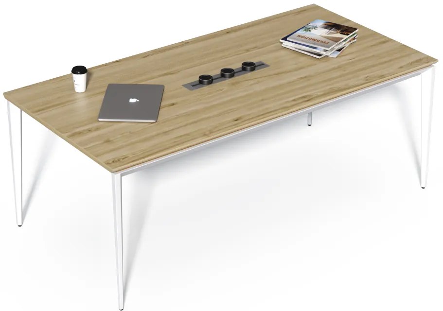 Zasadací stôl Houseland Profit Meet 01 s 3 zásuvkami 200 cm prírodný dub