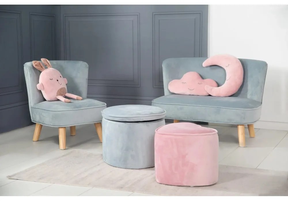 Svetlomodré zamatové detské kresielko Lil Sofa – Roba