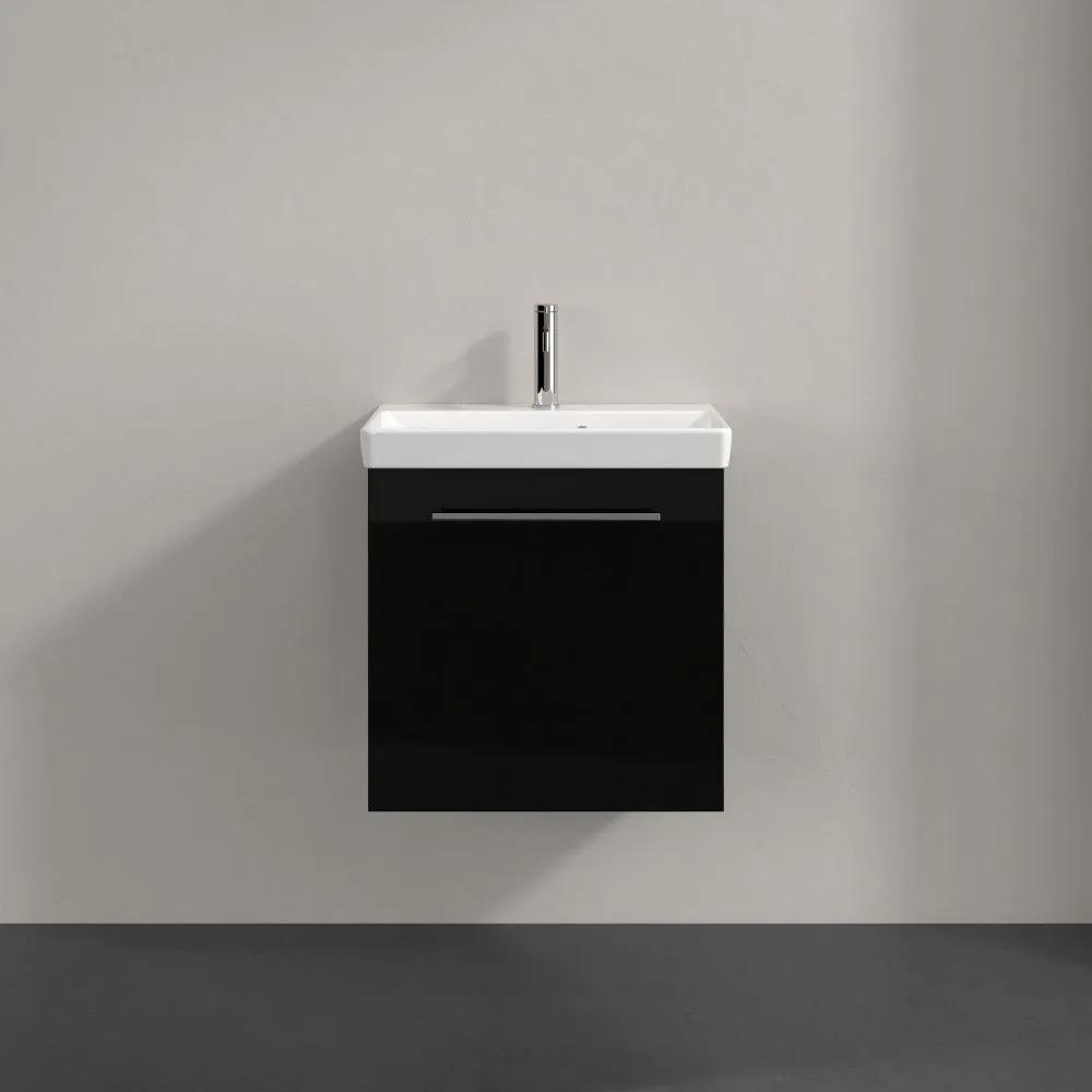 VILLEROY &amp; BOCH Avento závesná skrinka pod umývadlo Compact, 1 dvierka, pánty vľavo, 530 x 352 x 514 mm, Crystal Black, A88800B3