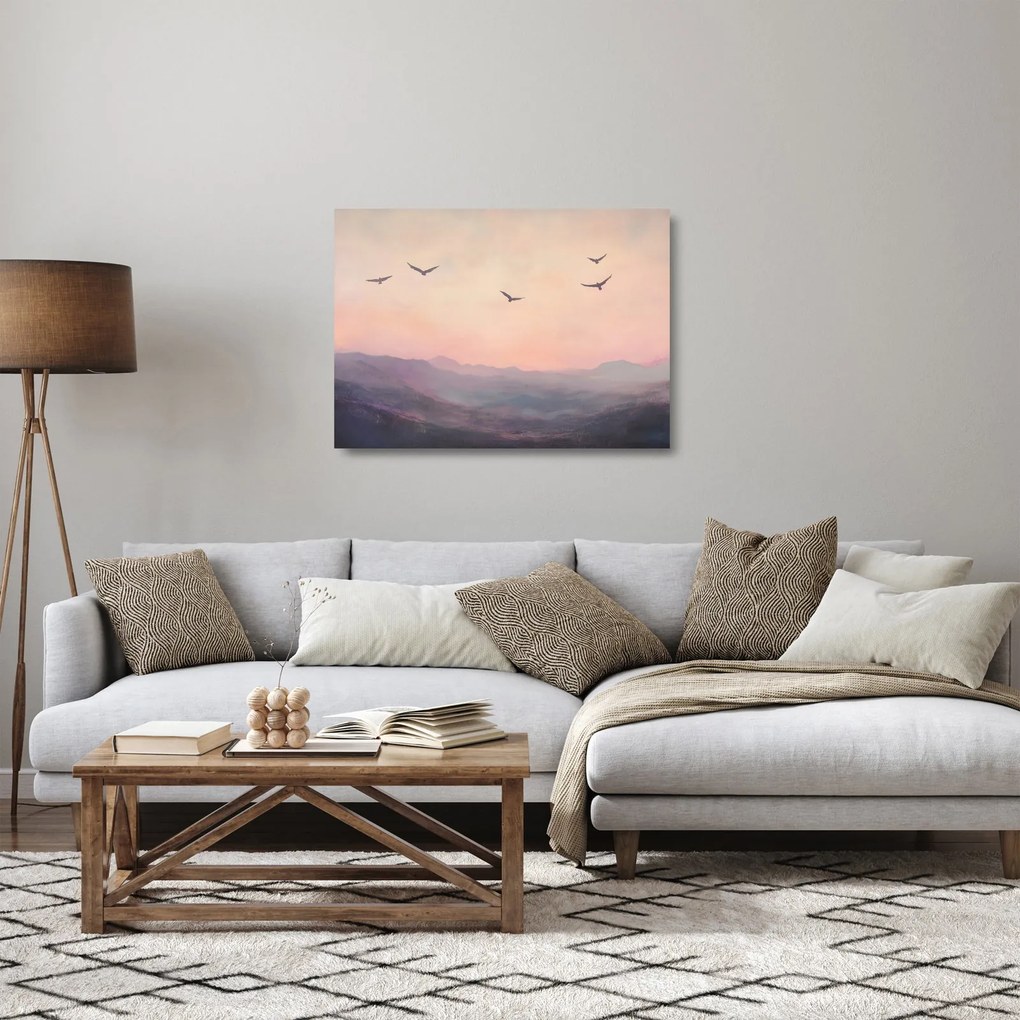 Sklenený obraz - Hejno vtákov II. (70x50 cm)