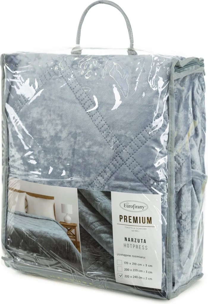 PREHOZ NA POSTEĽ VELVET1 220X240 CM STRIEBORNÝ