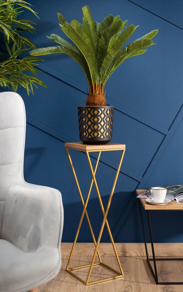 STOJAN NA KVETINÁČ LOFT6 70X24X24 CM ZLATÁ/HNEDÁ