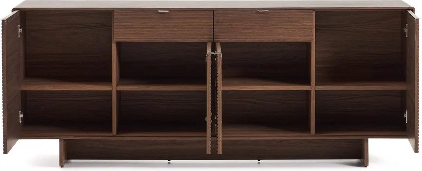 Tmavohnedá komoda v dekore orecha 194,5x78x45 cm Norlen – Kave Home