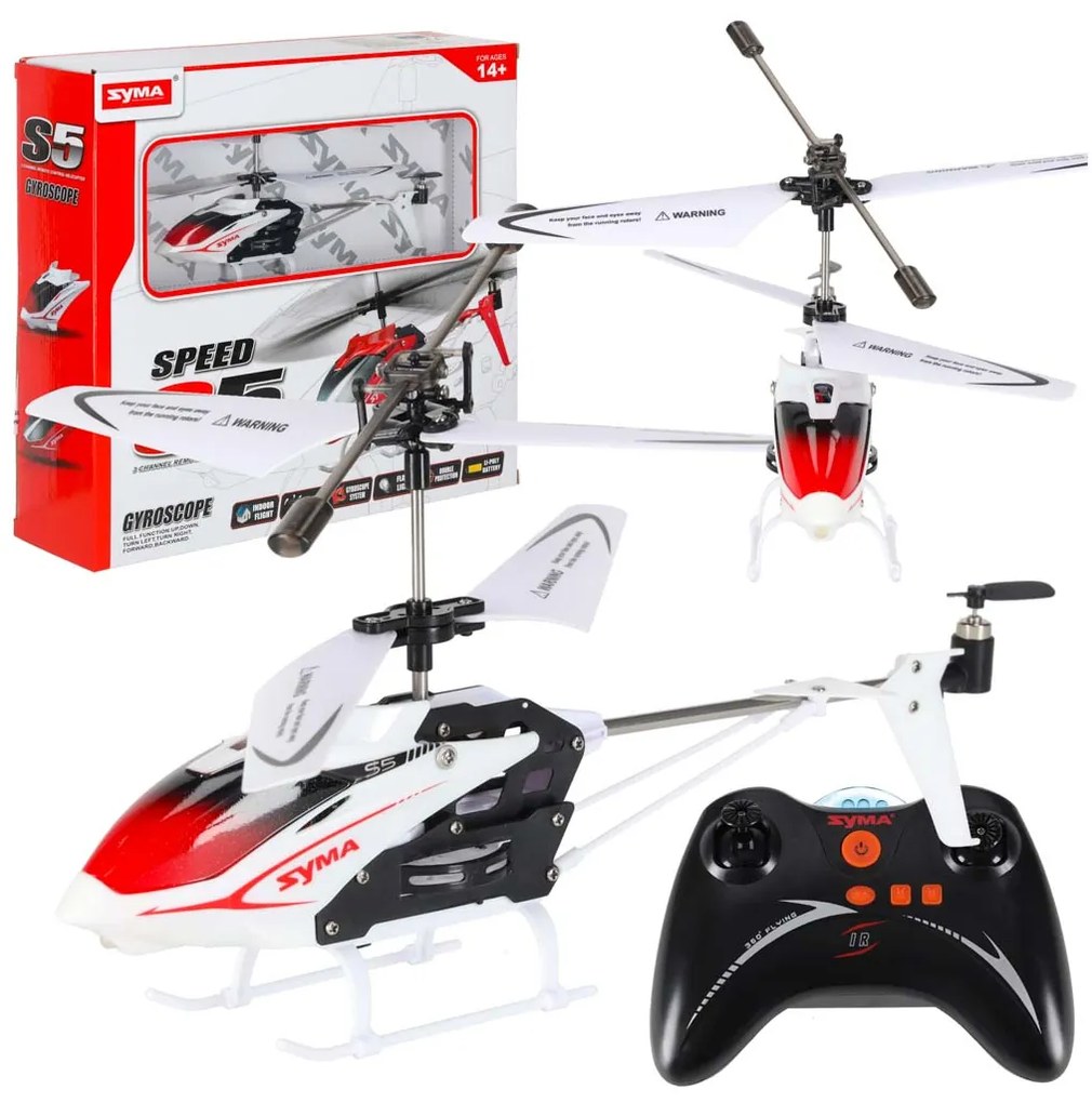 KIK Syma S5 RC vrtuľník 3CH s gyroskopom, nabíjanie z diaľkového ovládača, biely