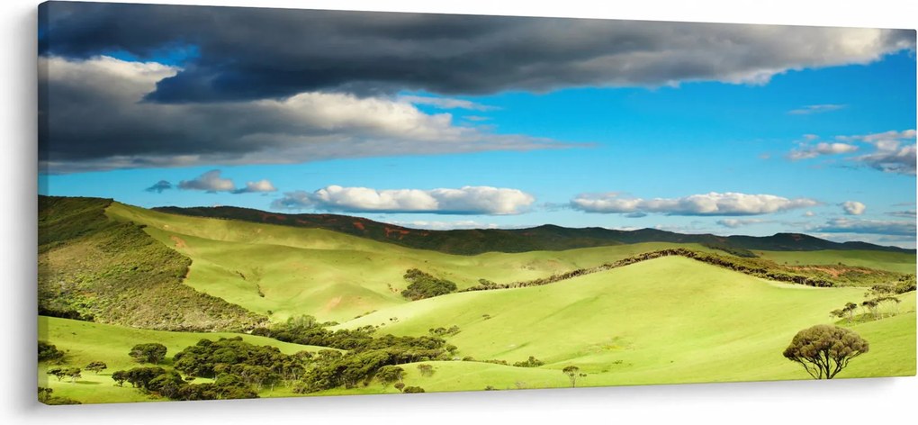 Obraz - Zelená krajina s pahorkami (120x50 cm)