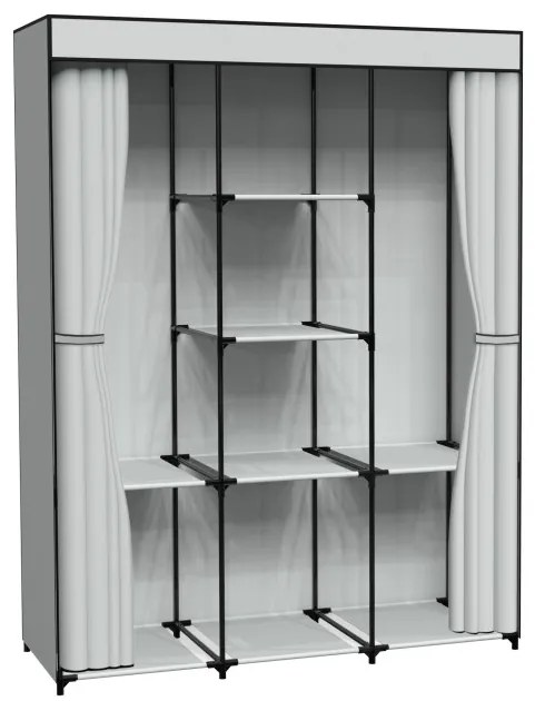 Šatníková skriňa SONIA s 8 policami a sivým závesom