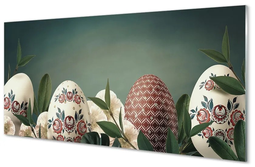 Sklenený obraz Listy vajcom kvety 100x50 cm