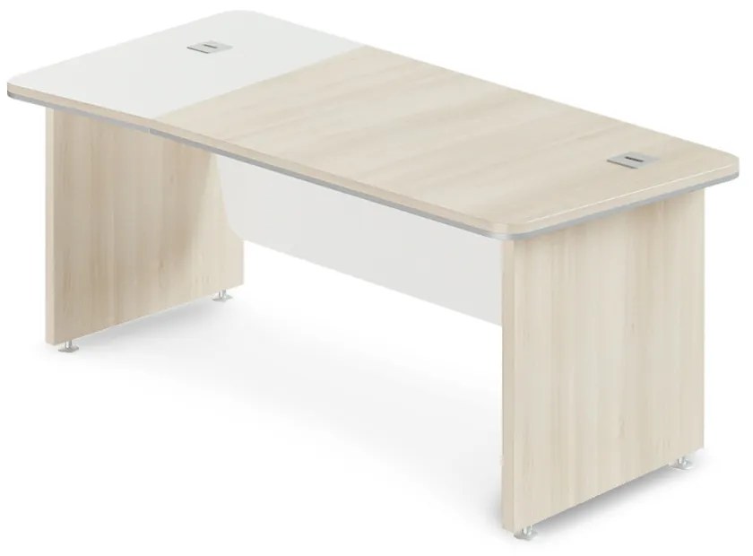 Rohový stôl TopOffice Premium 203,2 x 102,7 cm, ľavý, agát svetlý / biela
