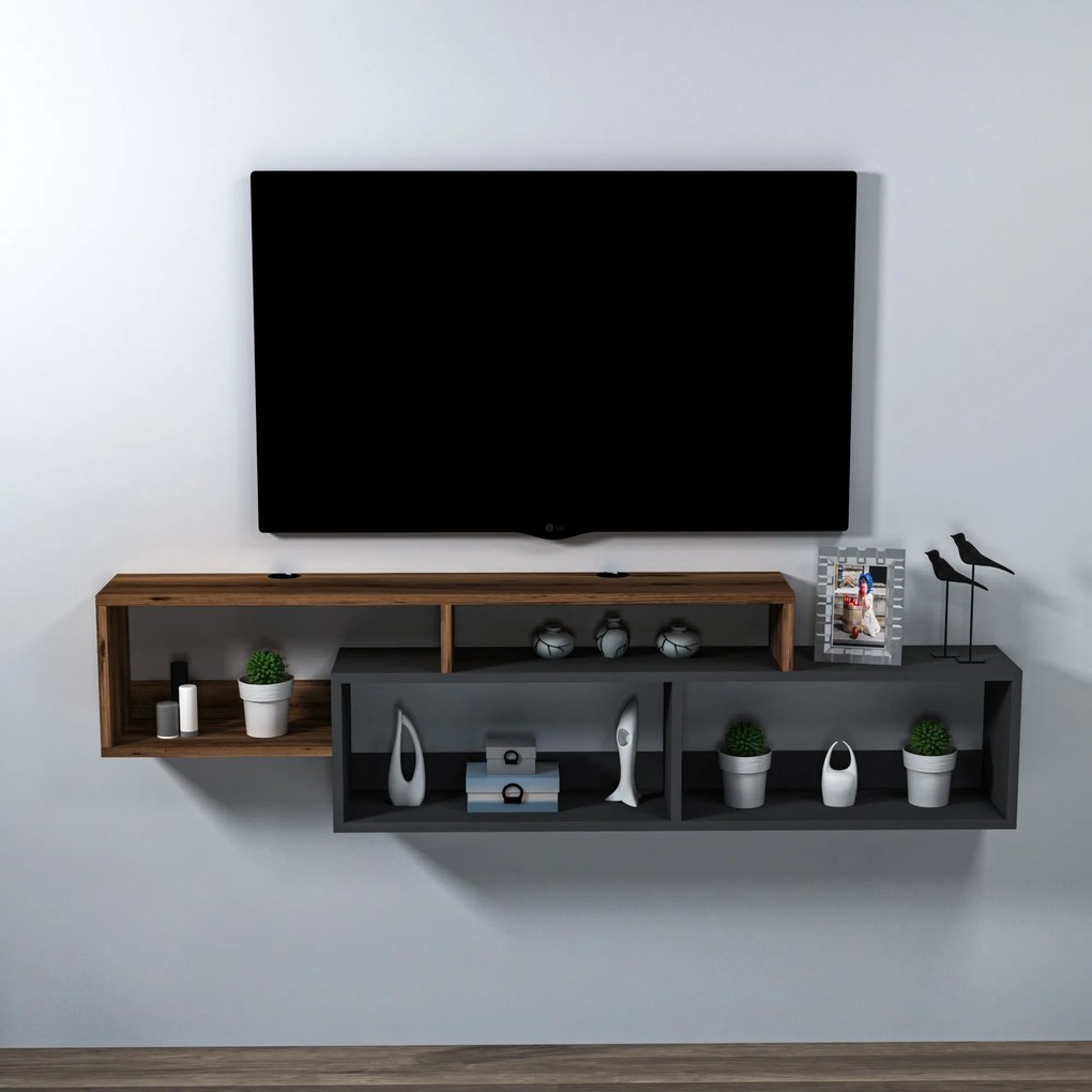 TV szekrény Atlantis - Light Walnut, Anthracite