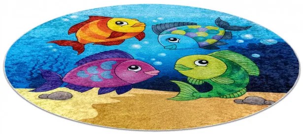 Detský koberec JUNIOR 51594.801 rybky, kruh modrý