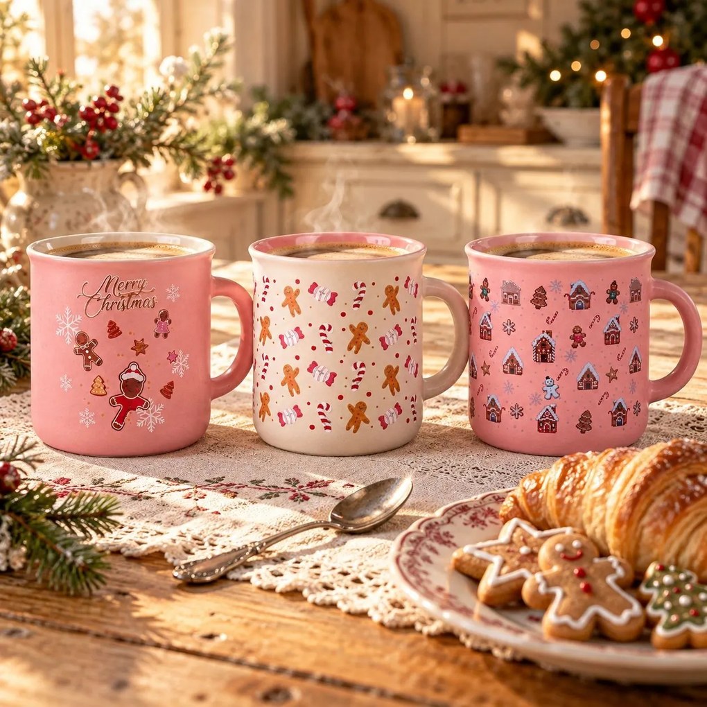 Keramický bílý hrnek Clayre & Eef z porcelánu 380 ml – 10*9*7 cm