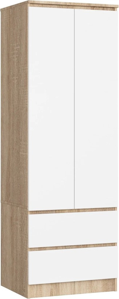 Šatníková skriňa Star 60 cm dub sonoma/biela
