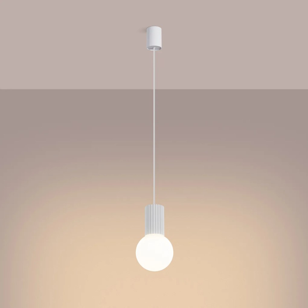 Závesné svietidlo Halo, 1x biele sklenené tienidlo, w