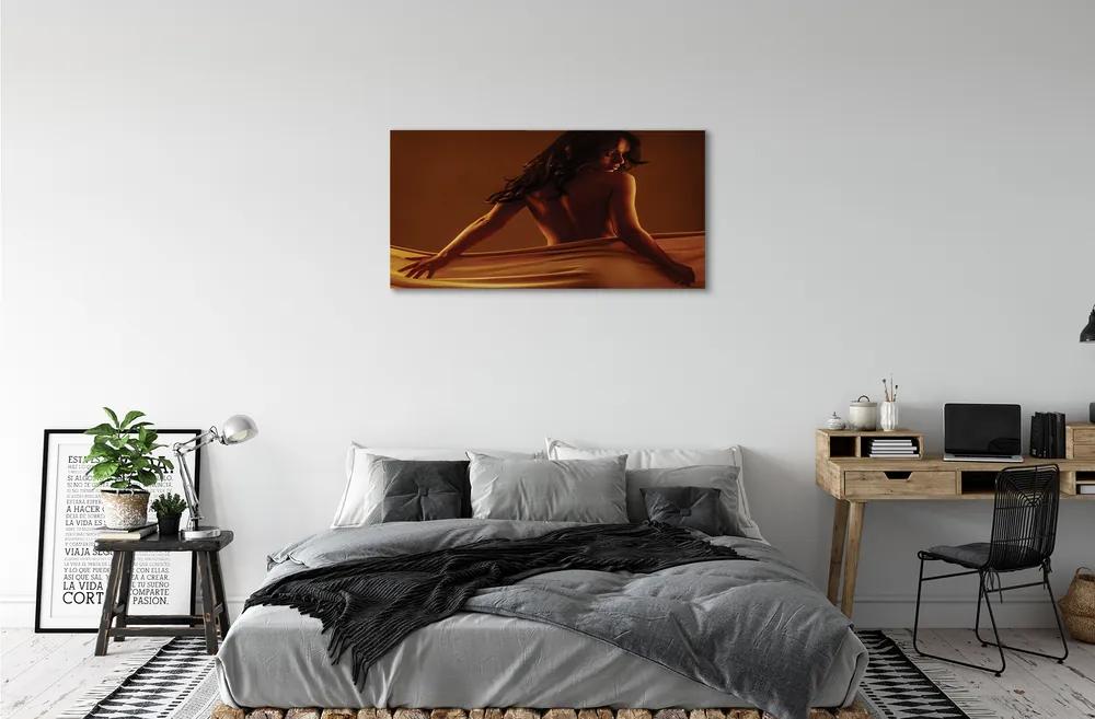 Obraz canvas Žena s materiálom 140x70 cm