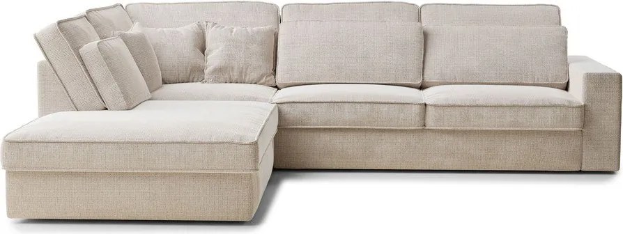 Krémovobiela ženilková rohová pohovka (ľavý roh/do L) Kirou – Maison de Rêve