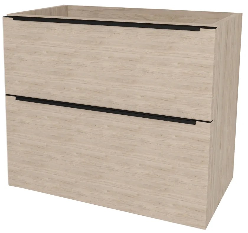 Mereo Mailo, kúpeľňová skrinka 61 cm, čierne madlo, Multidecor, Light Rock Hickory, MER-CN590SBLRH1