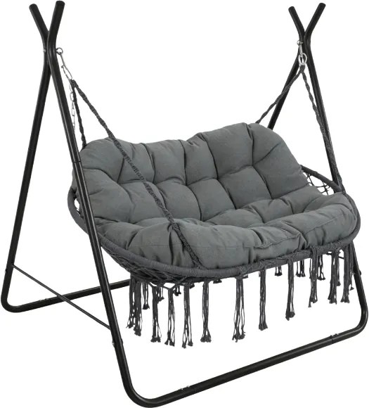 Dvoumístná zahradní houpačka se stojanem Hudson antracitová