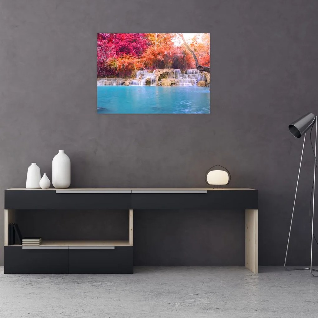 Obraz tyrkysovej lagúny, Laos, Tat Kuang Si (70x50 cm)