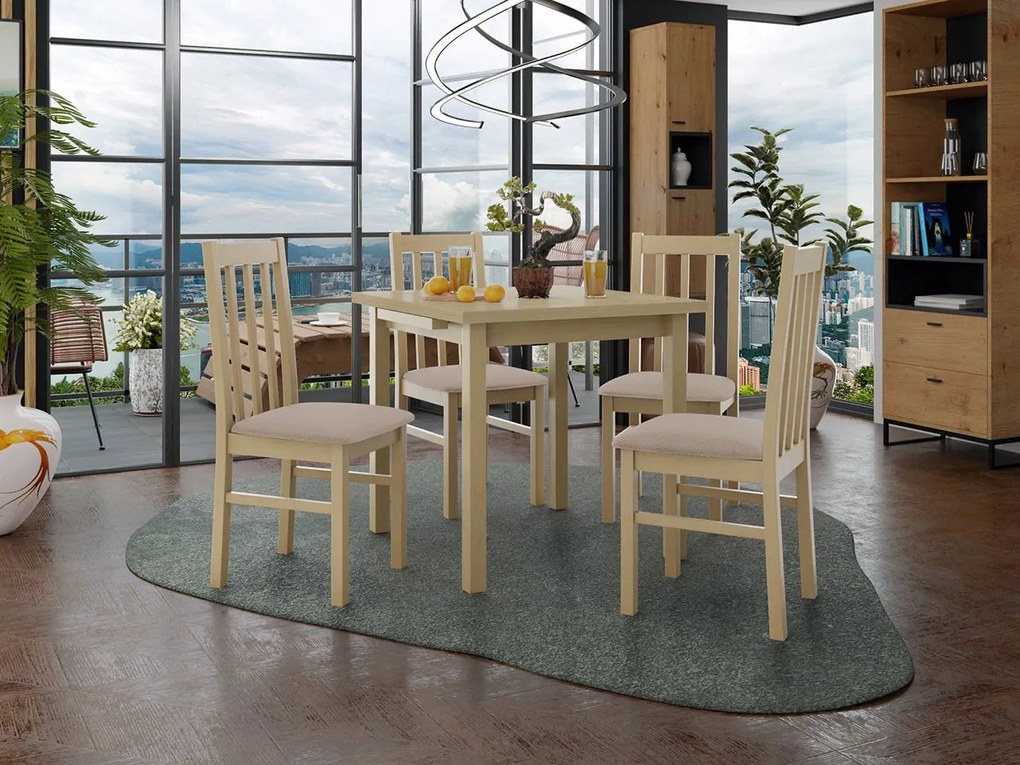 Rozkladací stôl so 4 stoličkami AL14, Morenie: Orech - L, Poťahové látky: 25x - Paros 2