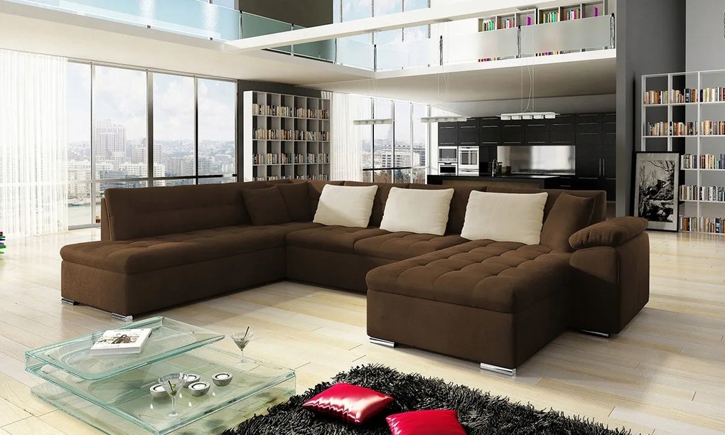 Rohová sedacia súprava Talia (tmavohnedá krémová)