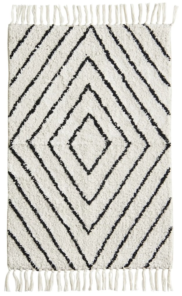 MADAM STOLTZ Koberec do kúpeľne Off White/Black 60 × 90 cm