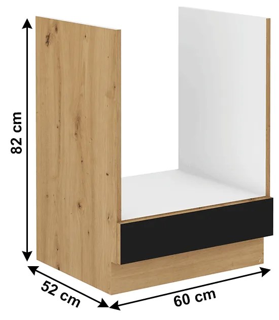 Dolná kuchynská skrinka na rúru Meriel 60 D GAZ BB (čierna + dub artisan). Vlastná spoľahlivá doprava až k Vám domov. 1033977