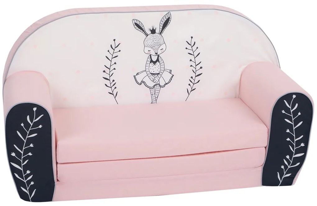 Detský gauč so zajačikom | ružový