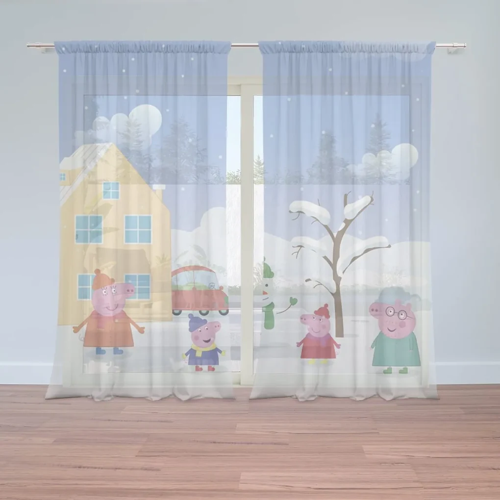 Sablio Záclony Prasiatko Pepina Zima: 2ks 150x250cm