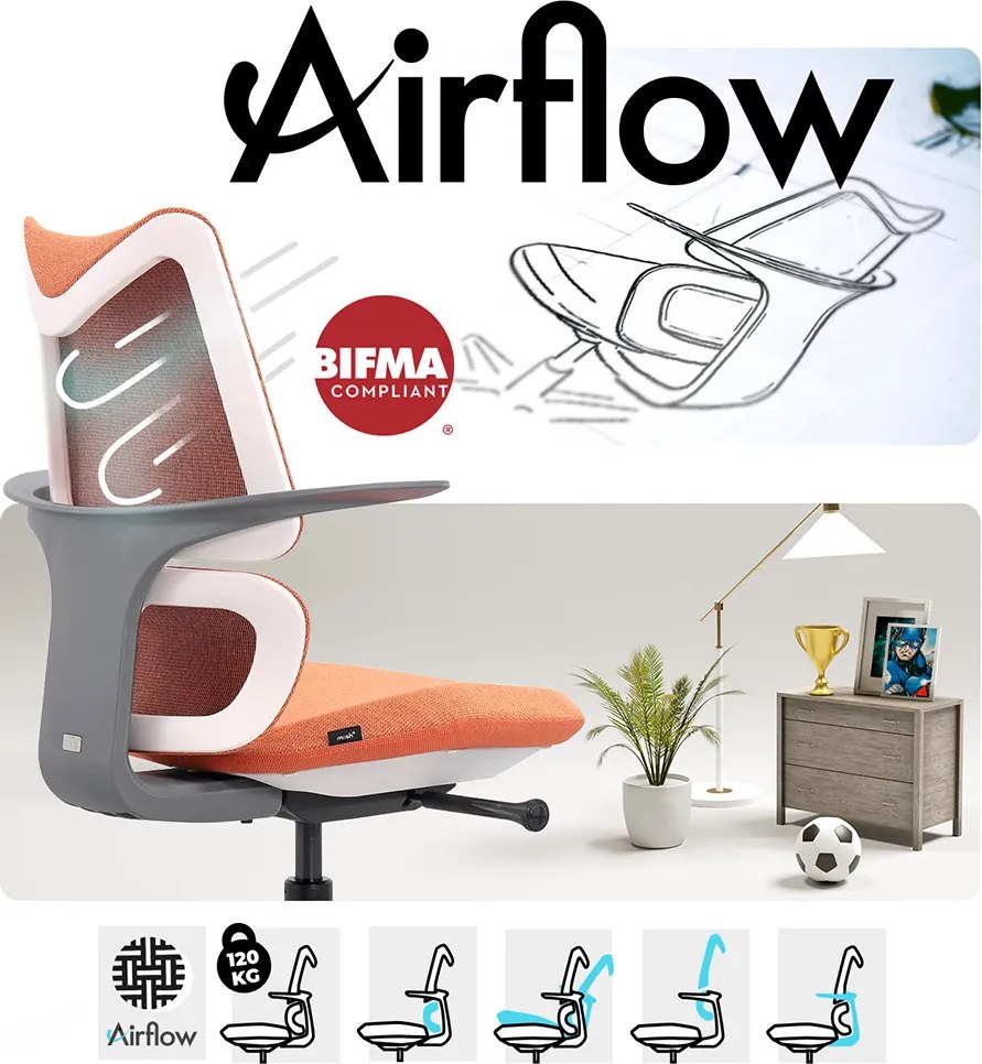 Ergonomická detská stolička MOSH Airflow 396 – sivá
