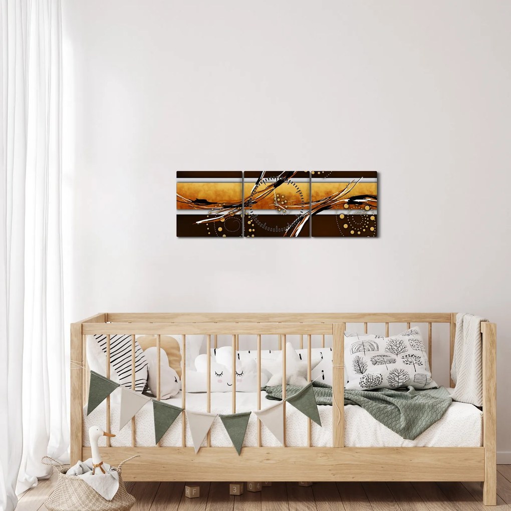 Obraz abstrakcie - Motýle (s hodinami) (90x30 cm)