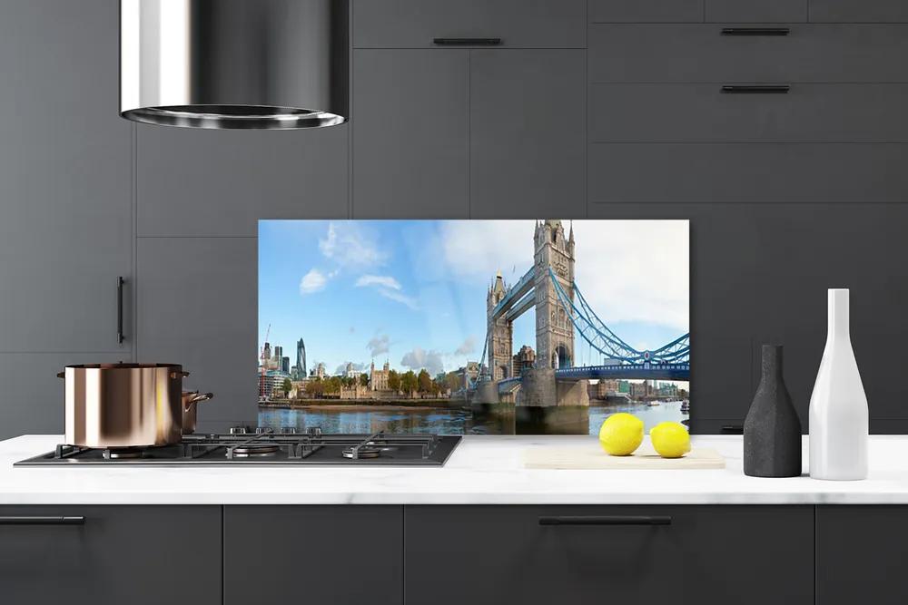 Sklenený obklad Do kuchyne Most londýn architektúra 120x60 cm