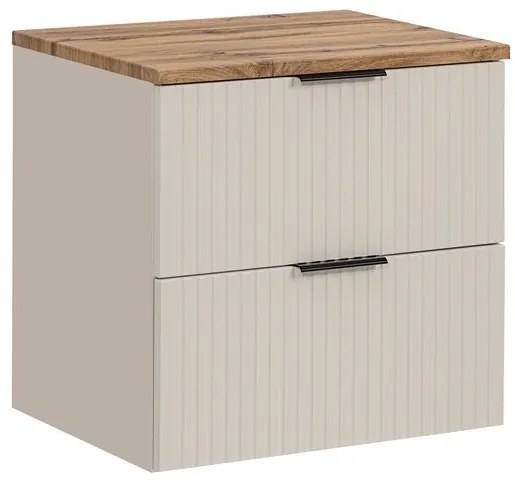 Závěsná skříňka Adele Cashmere Smile s deskou a umyvadlem 60 cm kašmírová/dub evoke