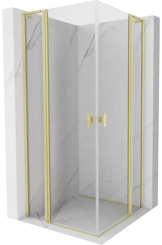 Mexen, Mexen Mist L Duo výklopný sprchový kút 90 x 90 cm, transparentný, brúsené zlato - 8A4L-090-090-55-00