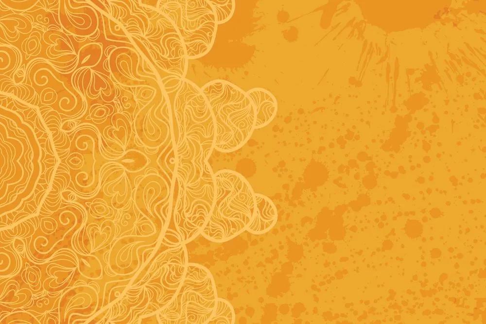 Obraz oranžová Mandala s abstraktnými prvkami
