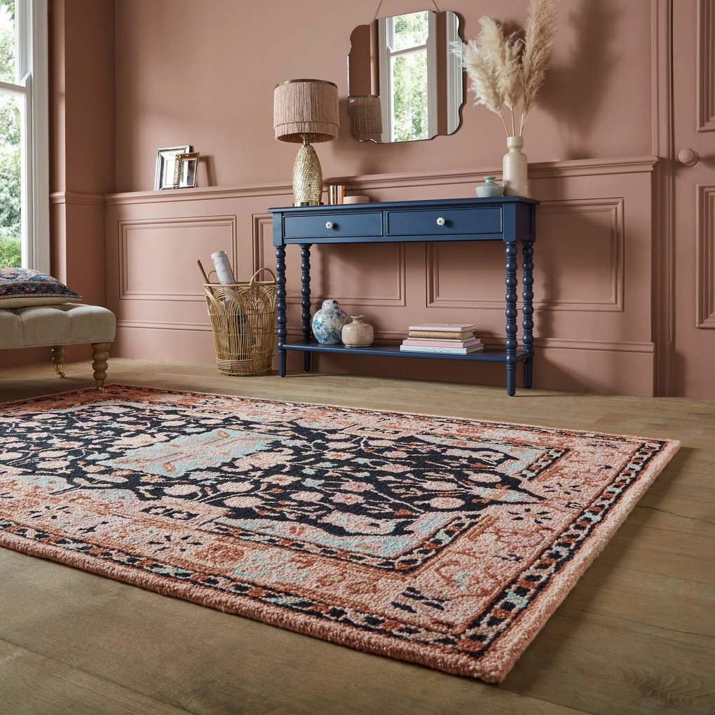 Flair Rugs, Kusový koberec Wool Loop Blossom Pink/Black, 200x290, ružová, obývacia izba