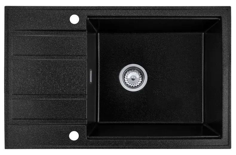 Gamma Modern 8010, 1-komorový granitový drez 800x500x210 mm, čierna, GMA-ZM-8010-BK