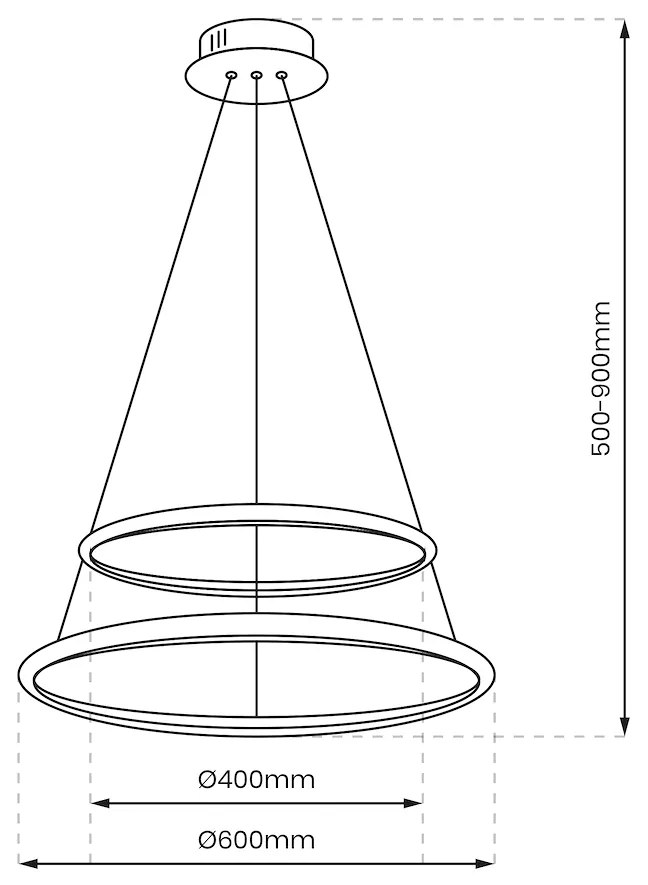 Závesné LED svietidlo Hoop, 2x LED 51w, 4000k, ch