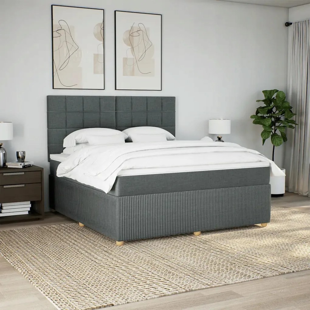 vidaXL Boxspring posteľ s matracom tmavosivá 180x200 cm látka