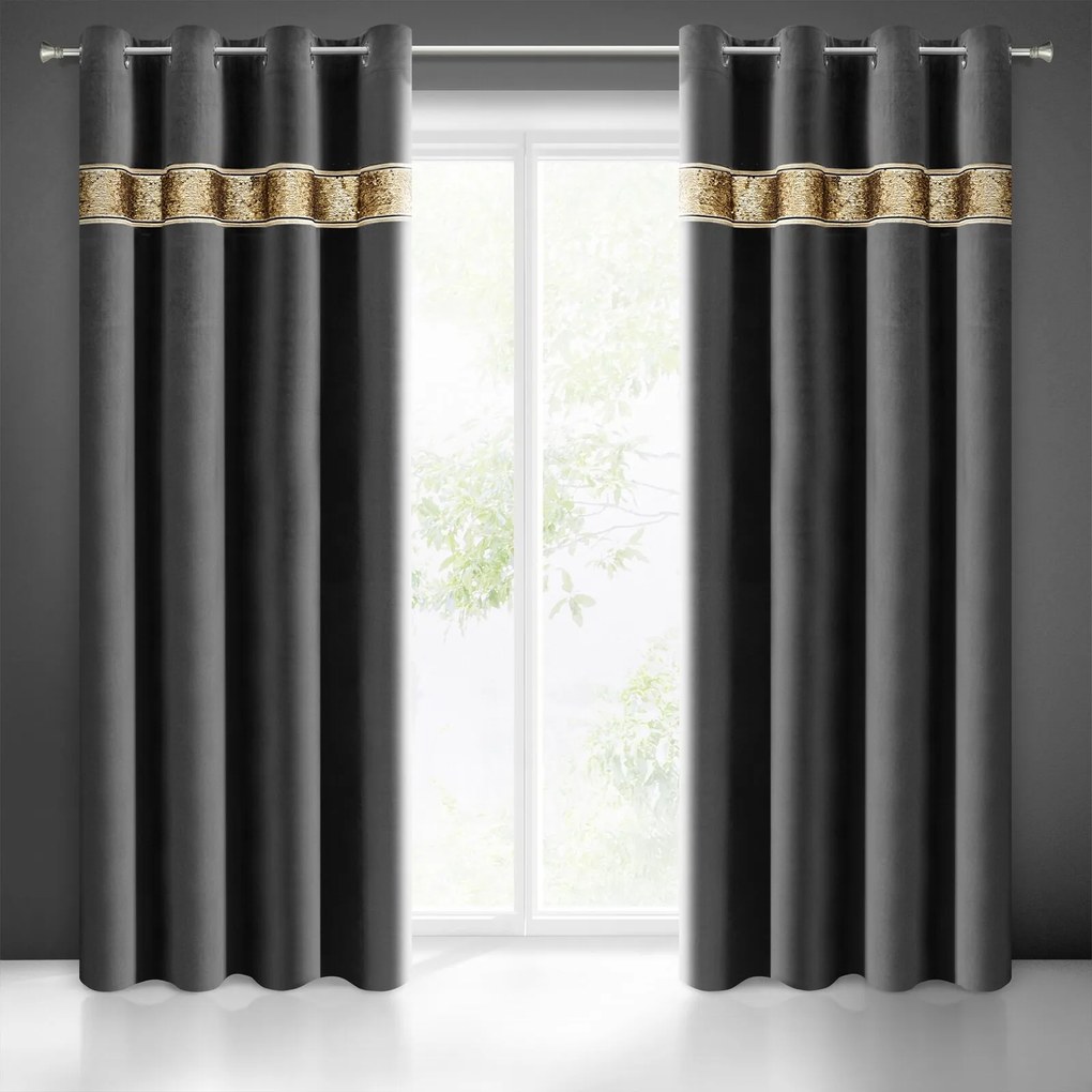 ZATEMŇOVACÍ ZÁVES NA KRÚŽKOCH BUENO 140X250 CM ČIERNA