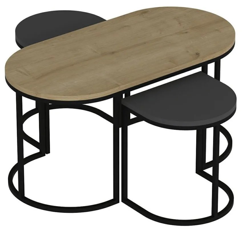 Odkladací stolík Dena Anthracite, 3 ks
