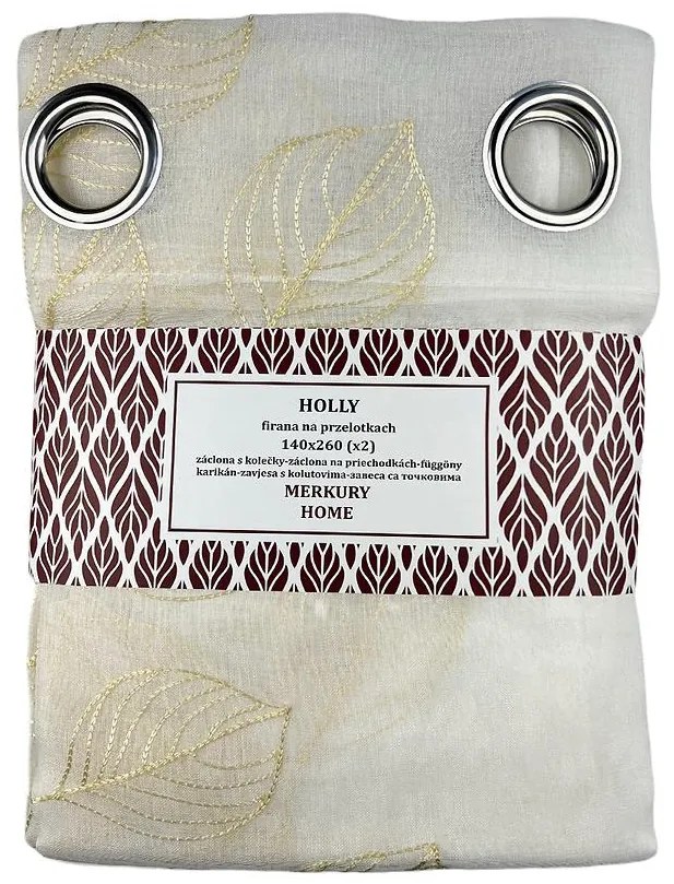 Záclona na priechodkách Holly polyester ecru 140x260 Merkury Home II/22
