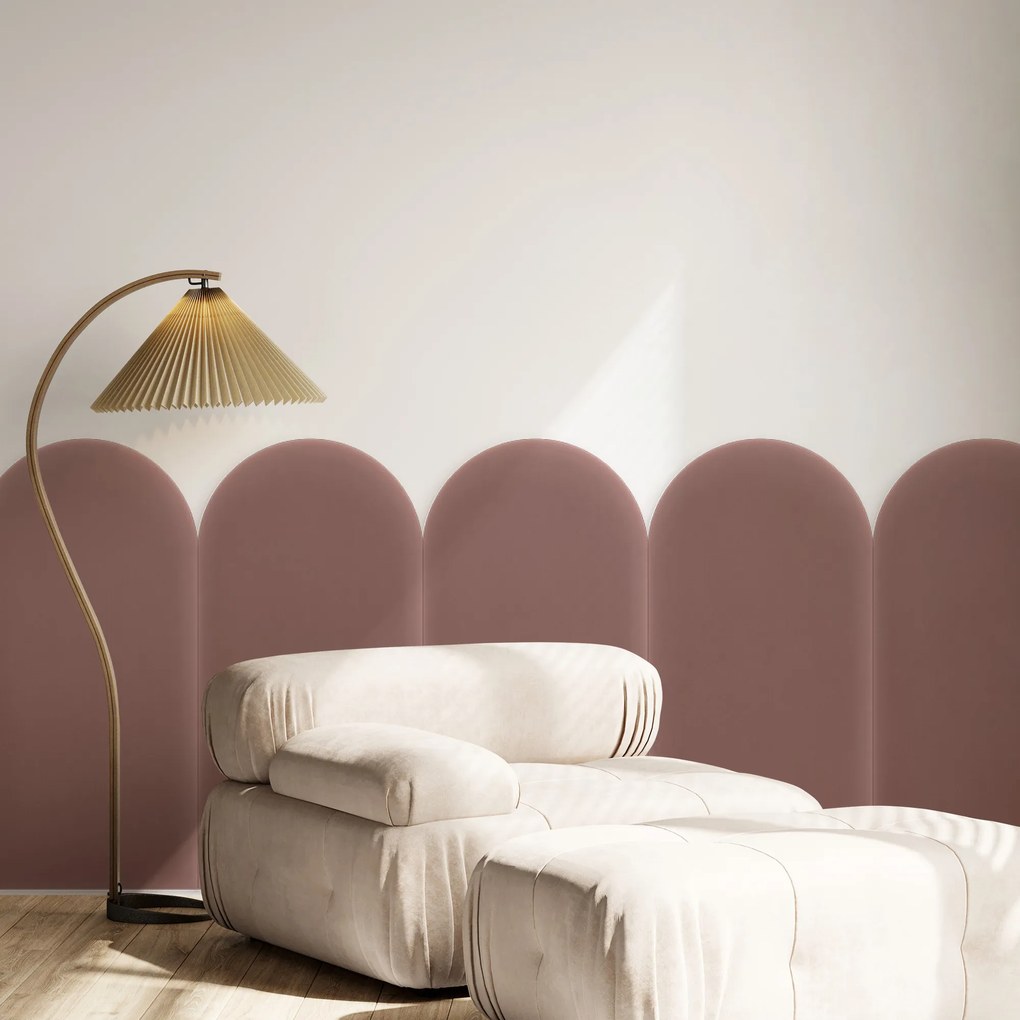 Zamatový čalúnený panel - Oblúk - 30x80cm Farba: Staroružová