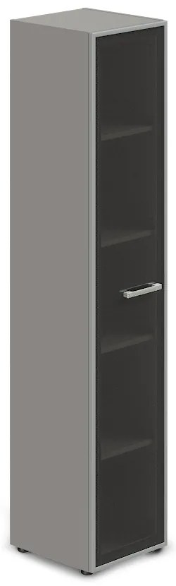 Vysoká úzka skriňa TopOffice Premium, ľavá, 39,9 x 40,4 x 196,5 cm, sivá