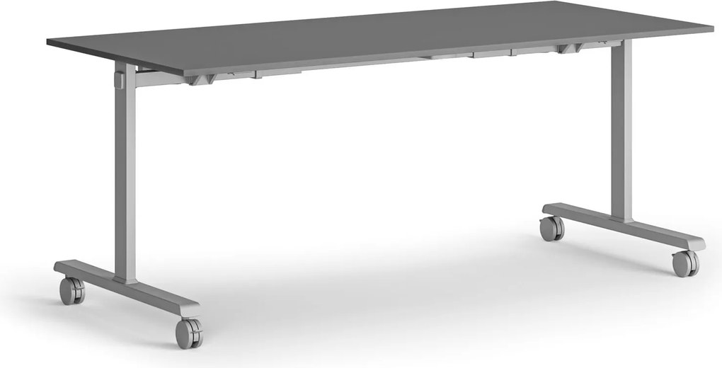 Mobilný stôl MATCH, 180x80 cm, sivá podnož, grafit