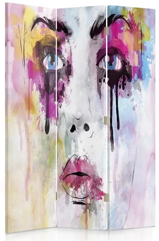 Gario Paraván Tvár z farebných škvŕn Rozmery: 145 x 170 cm, Prevedenie: Klasický paraván
