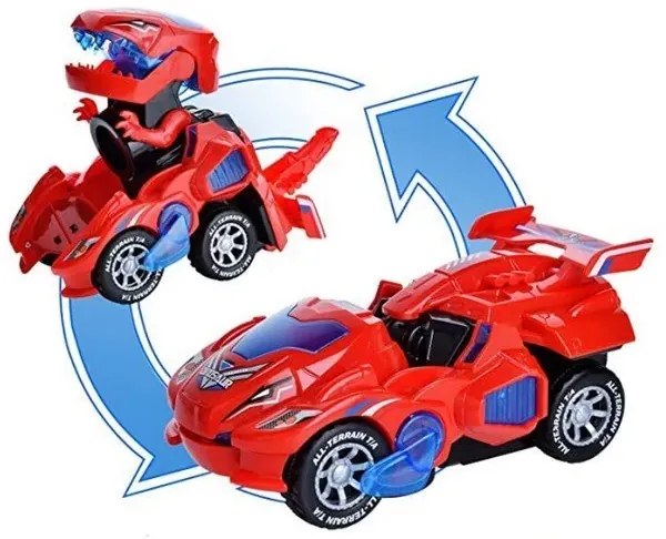 Zaparkorun Transformujúce sa dinosaurie auto s LED DYNOCAR - Modré