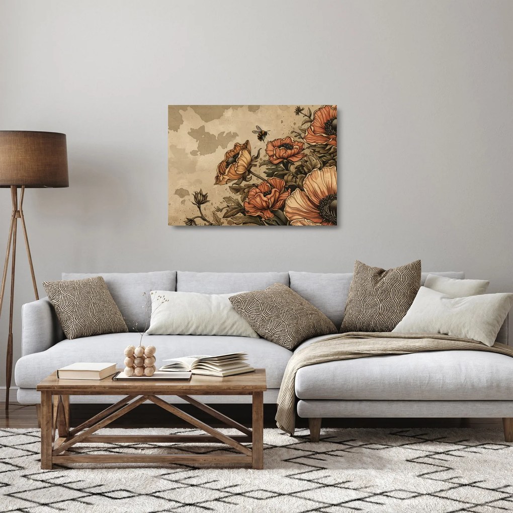 Sklenený obraz - Včelia lúka II. (70x50 cm)